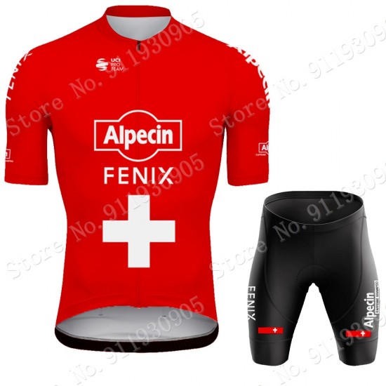 Alpecin Fenix Swiss Pro Team 2021 Fietskleding Fietsshirt Korte Mouw+Korte Fietsbroeken Bib 70606