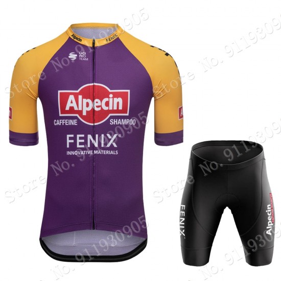 Purple France Tour Alpecin Fenix New Pro Team 2021 Fietskleding Fietsshirt Korte Mouw+Korte Fietsbroeken Bib 70612