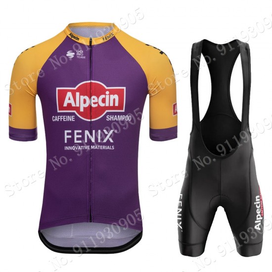 Purple France Tour Alpecin Fenix New Pro Team 2021 Fietskleding Fietsshirt Korte Mouw+Korte Fietsbroeken Bib 70613
