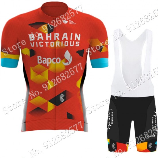 Team Bahrain Victorious 2022 Fietskleding Fietsshirt Korte Mouw+Korte Fietsbroeken Bib 202201088