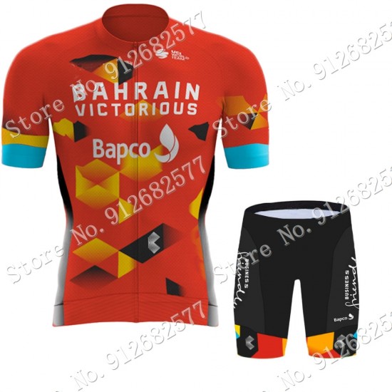 Team Bahrain Victorious 2022 Fietskleding Fietsshirt Korte Mouw+Korte Fietsbroeken Bib 202201089