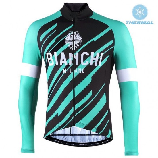 2022 Bianchi Milano Bianzone Green Thermal Fietsshirt Lange Mouw BgECo