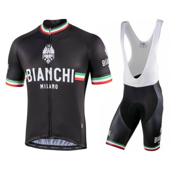 2022 Bianchi Milano Isalle Black Fietskleding Fietsshirt Korte Mouw+Korte Fietsbroeken Bib uB8N0