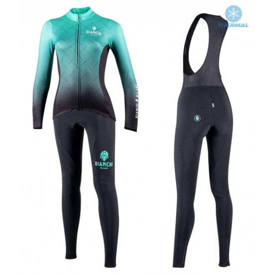 2022 Bianchi Milano Sernio Women Thermal Fietskleding Fietsshirt Lange Mouw+Lange Fietsbroek Bib AOXGF