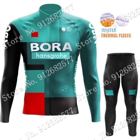 Winter Bora Hansgrohe 2022 Pro Team Fietskleding Fietsshirt Lange Mouw+Lange Fietsbroek 202201081