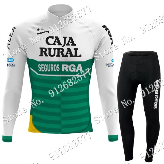 Caja Rural 2022 Pro Team Fietskleding Fietsshirt Lange Mouw+Lange Fietsbroek Bib 2022122513