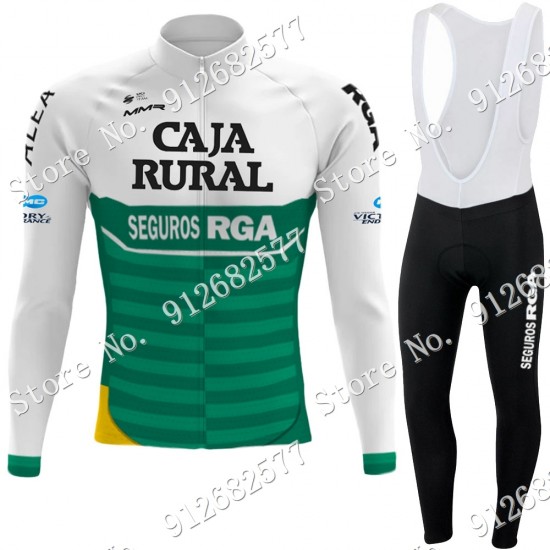 Caja Rural 2022 Pro Team Fietskleding Fietsshirt Lange Mouw+Lange Fietsbroek Bib 2022122514