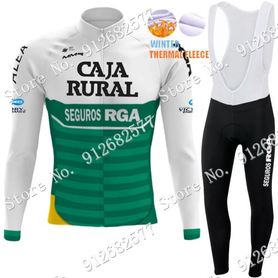 Winter Caja Rural 2022 Pro Team Fietskleding Fietsshirt Lange Mouw+Lange Fietsbroek Bib 2022122521