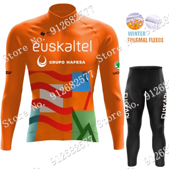 Winter euskadi euskaltel 2022 Pro Team Fietskleding Fietsshirt Lange Mouw+Lange Fietsbroek Bib 2022122540