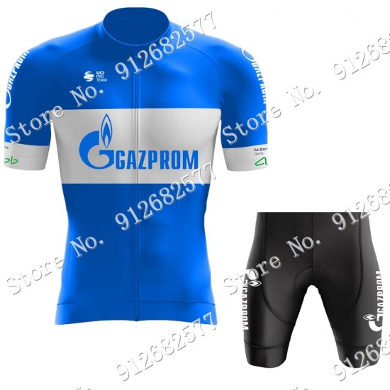 Team gazprom rusvelo Fietskleding Fietsshirt Korte Mouw+Korte Fietsbroeken Bib 2022122593