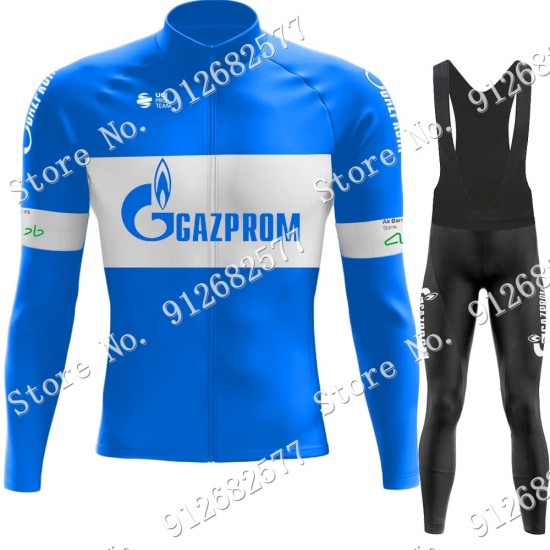 gazprom rusvelo 2022 Pro Team Fietskleding Fietsshirt Lange Mouw+Lange Fietsbroek Bib 2022122599