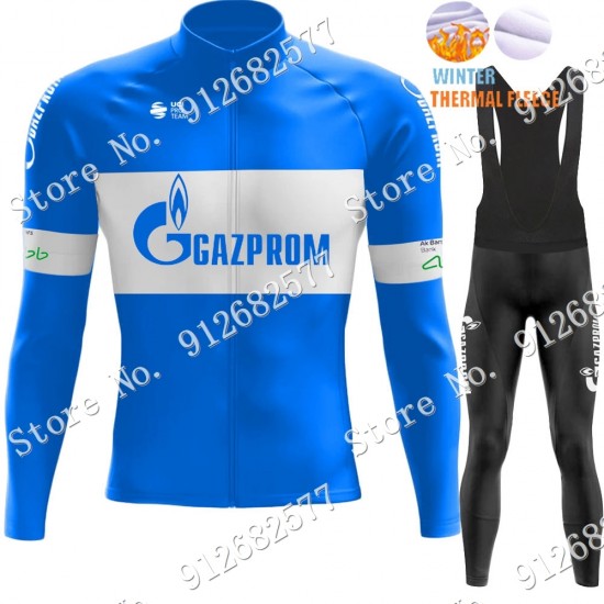 Winter gazprom rusvelo 2022 Pro Team Fietskleding Fietsshirt Lange Mouw+Lange Fietsbroek Bib 2022122606