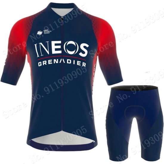 ineos grenadier Tour De France 2022 Team Fietskleding Fietsshirt Korte Mouw+Korte Fietsbroeken Blue 202219