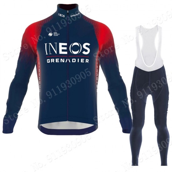 ineos grenadier Tour De France 2022 Team Fietskleding Fietsshirt Lange Mouw+Lange Fietsbroek Bib 202231