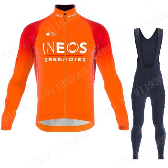 ineos grenadier Tour De France 2022 Team Fietskleding Fietsshirt Lange Mouw+Lange Fietsbroek Bib 202233