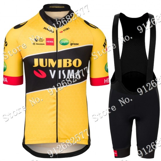 Team jumbo visma Fietskleding Fietsshirt Korte Mouw+Korte Fietsbroeken Bib 2022122573