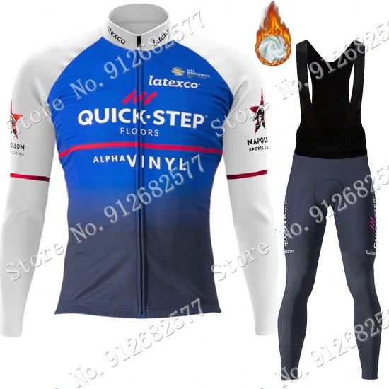 Winter Quick Step Alpha Vinyl 2022 Pro Team Fietskleding Fietsshirt Lange Mouw+Lange Fietsbroek Bib 202201059