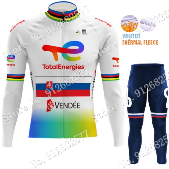 Winter Total New Energies Slovenia champion 2022 Pro Team Fietskleding Fietsshirt Lange Mouw+Lange Fietsbroek Bib 202202133