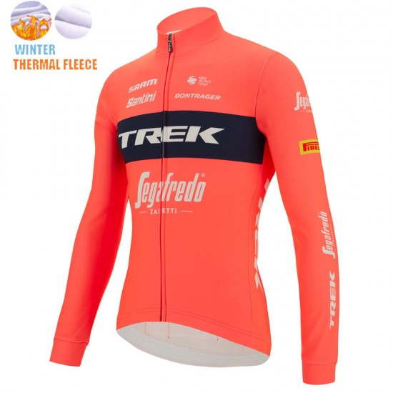 Winter Fleece Trek Segafredo 2022 Pro Team Fietsshirt Lange Mouw rood 202212187