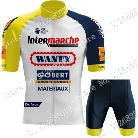 Team Wanty Gobert 2022 Fietskleding Fietsshirt Korte Mouw+Korte Fietsbroeken Yellow 202202180