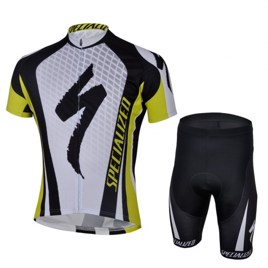 2013 Specialized Fietsshirt Korte mouw+Korte fietsbroeken met zeem Kits wit zwart geel 757