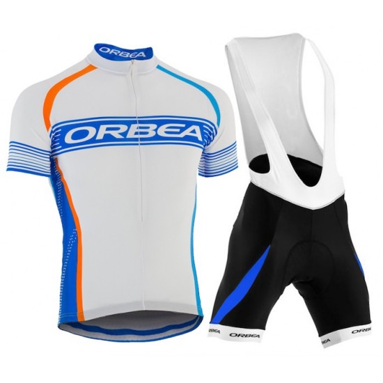 2015 Orbea wit-blauw Fietskleding Set Fietsshirt Korte Mouwen+Fietsbroek Bib Korte 2199