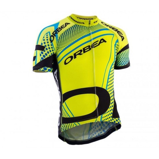 2015 Orbea fluo geel blauw Fietsshirt Korte Mouwen 2213