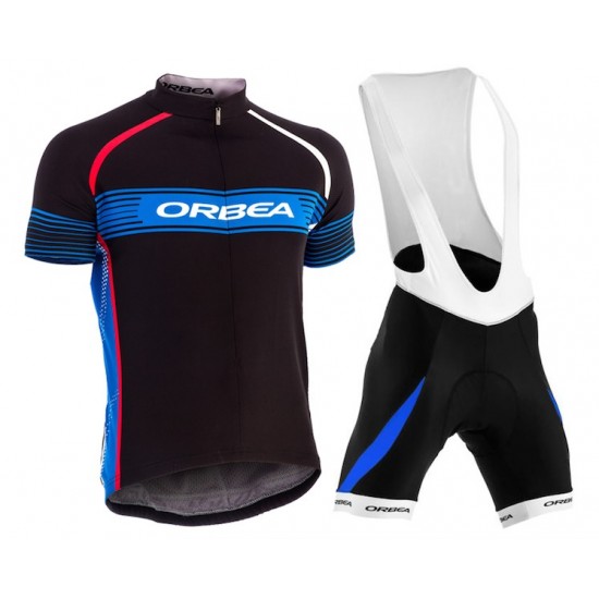 2015 Orbea zwart-blauw Fietskleding Set Fietsshirt Korte Mouwen+Fietsbroek Bib Korte 2197