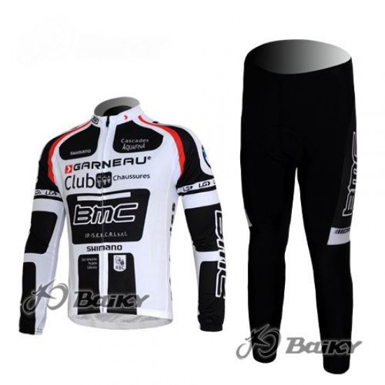 BMC Garneau Team Fietspakken Fietsshirt lange mouw+lange fietsbroeken wit zwart 4349