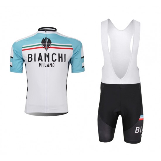 Bianchi 2014 Fietspakken Fietsshirt Korte+Korte koersbroeken Bib wit Blue 828