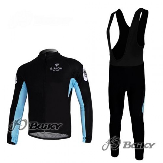Bianchi Pro Team Fietspakken Fietsshirt lange+lange fietsbroeken Bib zeem zwart blauw 4405