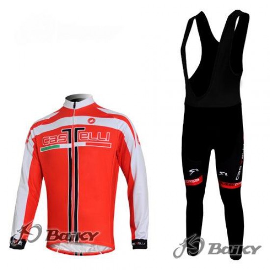 Castelli Fietspakken Fietsshirt lange+lange fietsbroeken Bib zeem rood wit 4410