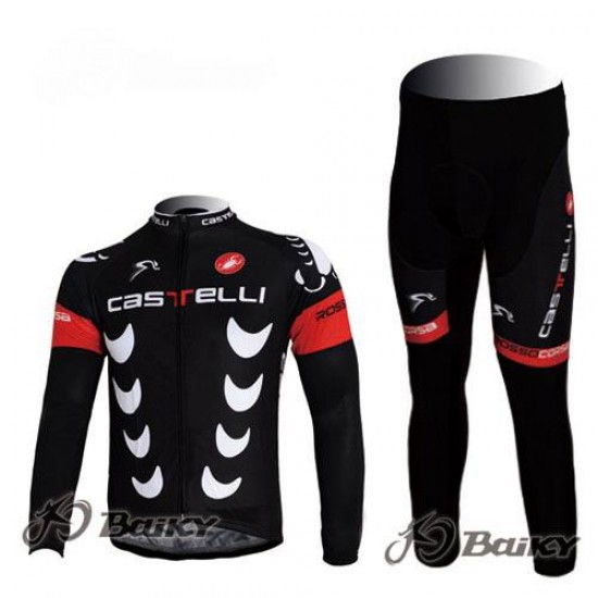 Castelli Pro Team Fietspakken Fietsshirt lange mouw+lange fietsbroeken zwart 4356