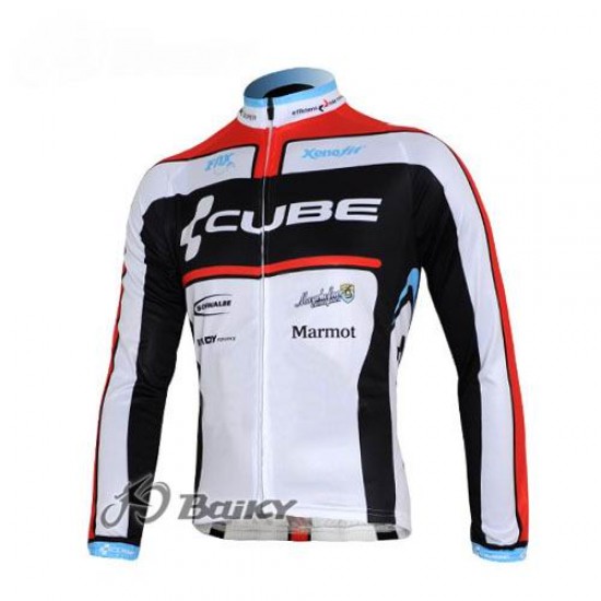 Cube Fintro Pro Team Fietsshirt lange mouw wit zwart rood 4454