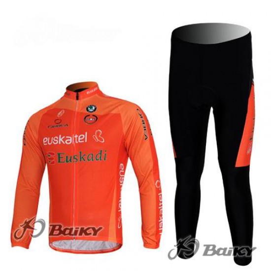 Euskaltel-Euskadi Pro Team Fietspakken Fietsshirt lange mouw+lange fietsbroeken roze 145