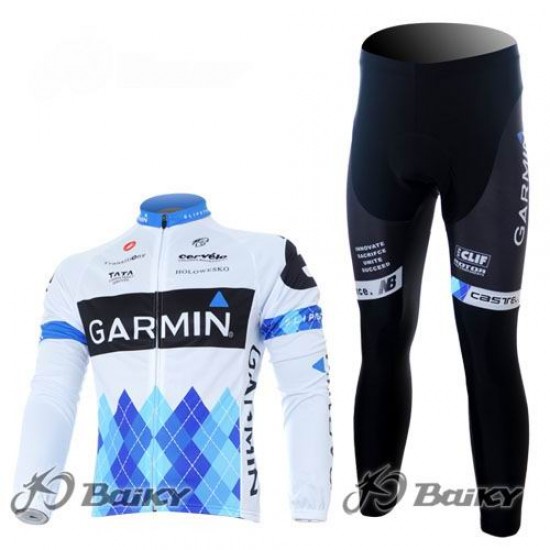 Garmin Barracuda Pro Team Fietspakken Fietsshirt lange mouw+lange fietsbroeken wit 4364