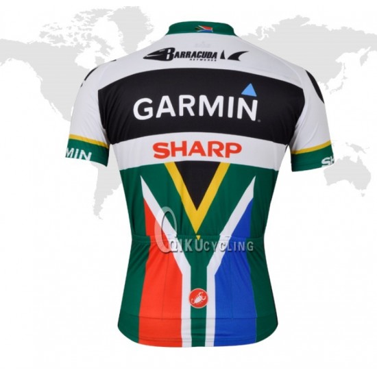 2013 Garmin Sharp Barracuda Zuiden Afrika kampioen Fietsshirt Korte mouw zwart groen 631