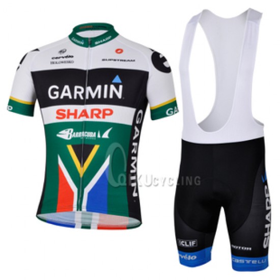 2013 Garmin Sharp Barracuda Zuiden Afrika kampioen Fietspakken Fietsshirt Korte+Korte koersbroeken Bib groen 4185