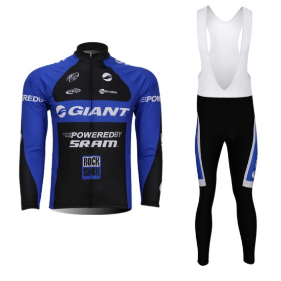 Giant Fietskleding Fietsshirt Lange Mouwen+lange fietsbroeken Bib zeem Blue 1044