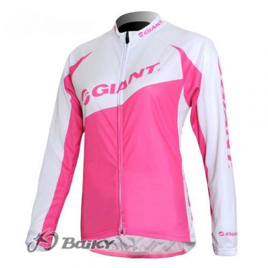 Giant Fietsshirt lange mouw roze wit Dames 3480