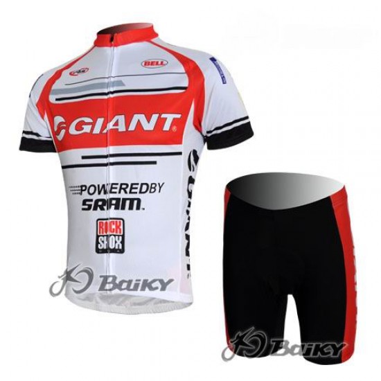 Giant Sram Pro Team Fietsshirt Korte mouw Korte fietsbroeken met zeem Kits rood wit 4087