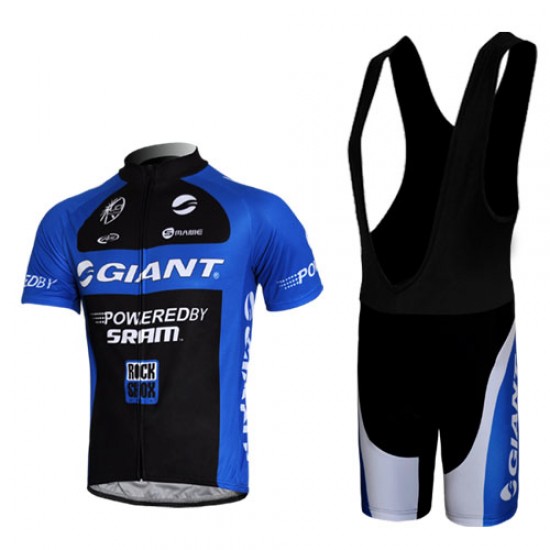 Giant Sram Pro Team Fietsshirt Korte mouw Korte fietsbroeken Bib met zeem Kits zwart blauw 227