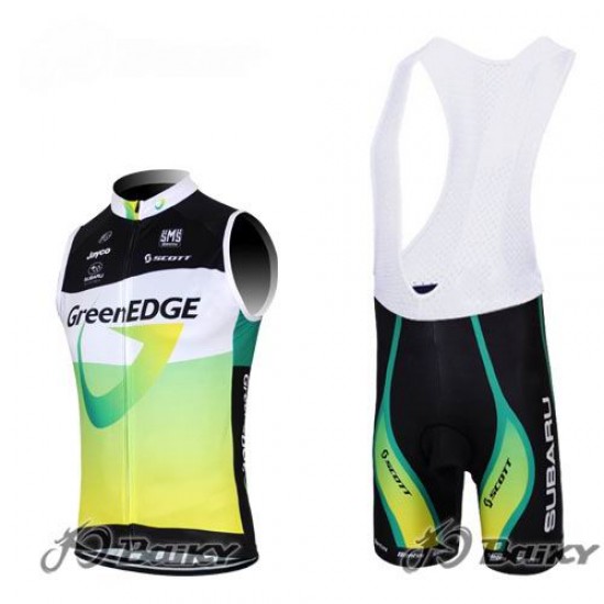 2012 Green Edge Fietsshirt Zonder Mouwen Fietsshirt Korte mouw+Korte fietsbroeken Bib met zeem Kits groen 229