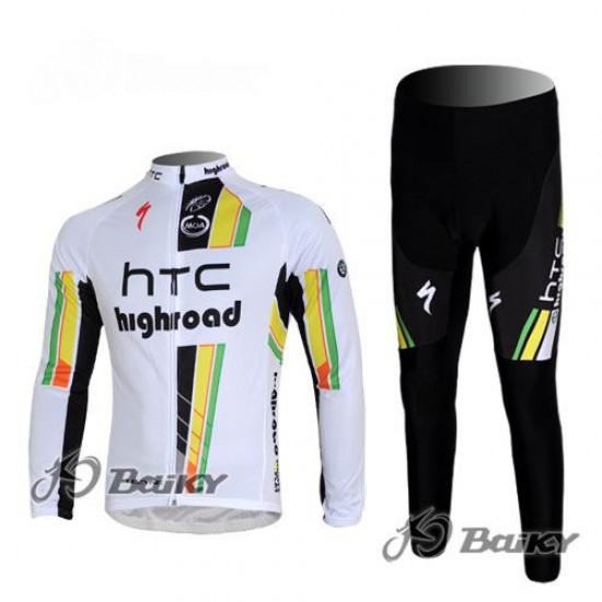 HTC-Highroad Pro Team Fietspakken Fietsshirt lange mouw+lange fietsbroeken wit groen 239