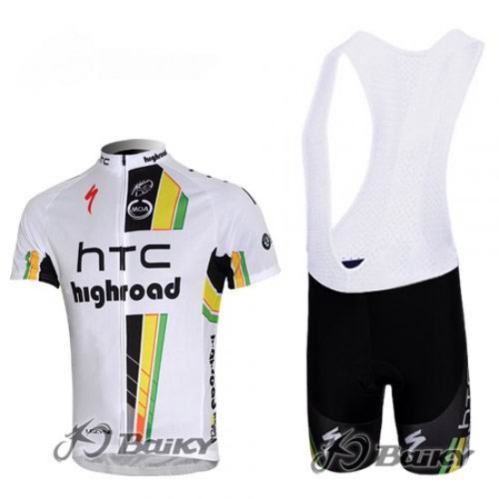 HTC-Highroad Pro Team Fietsshirt Korte mouw Korte fietsbroeken Bib met zeem Kits wit 4262