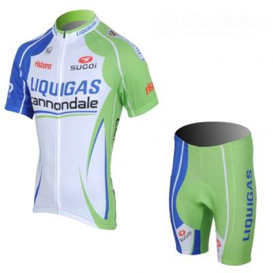 2013 Liquigas Cannondale Pro Team Fietsshirt Korte mouw+Korte fietsbroeken met zeem Kits groen 4021