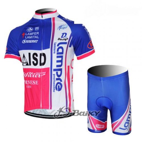 2012 Lampre ISD Fietspakken Fietsshirt Korte+Korte fietsbroeken zeem wit blauw roze 4033