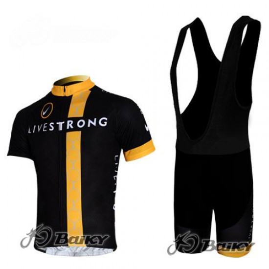 Livestrong Pro Team Nike Fietspakken Fietsshirt Korte+Korte koersbroeken Bib zwart geel 4277