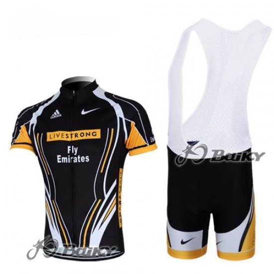 Livestrong Fly Emirates Fietsshirt Korte mouw Korte fietsbroeken Bib met zeem Kits zwart geel 4273