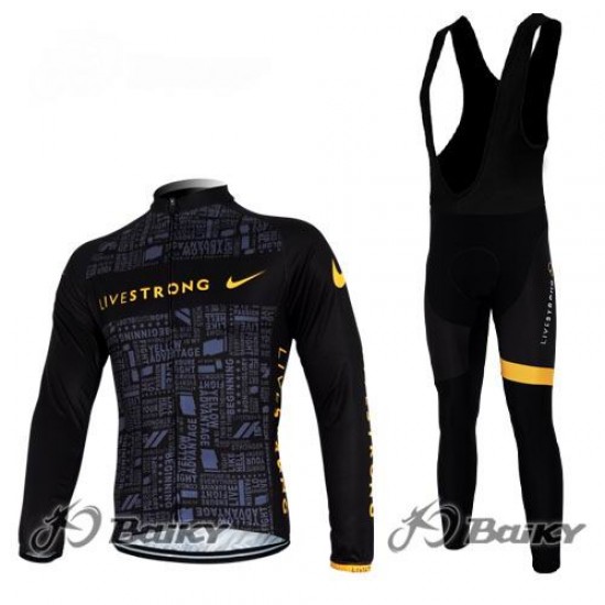 Nike Livestrong Pro Team Fietspakken Fietsshirt lange+lange fietsbroeken Bib zeem zwart 2 4433